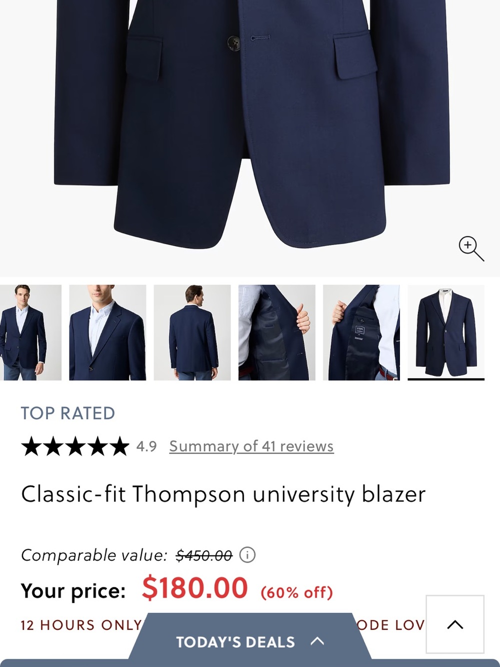 J. Crew Factory Navy Two-Button Sport Coat - Picture 10 of 10